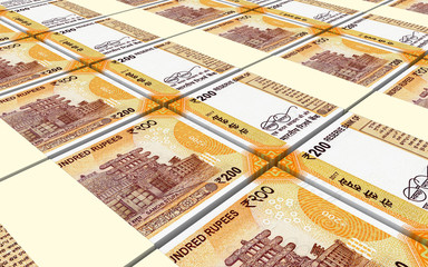 India Rupee bills stacks background. 3D illustration