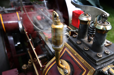 Scale model steam powered traction engine parts in detail.