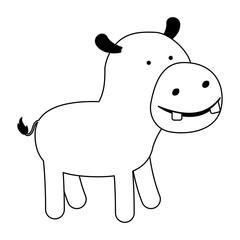 hippopotamus cartoon black silhouette in white background vector illustration