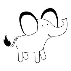 elephant cartoon black silhouette in white background vector illustration