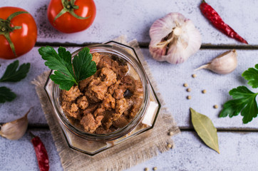 Canned stew meat