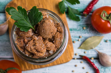 Canned stew meat