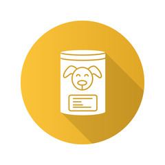 Canned dog food flat design long shadow glyph icon