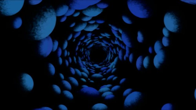 Abstract Colorful Bubble Tunnel Travel Animation - Loop Blue