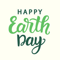Obraz premium Szczęśliwy dzień ziemi plakat z ręcznie napisaną nowoczesną kaligrafią