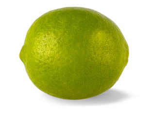 single lime on white background.