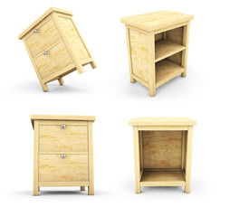 3d render of television bedside table
