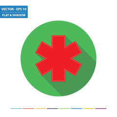Star of life flat icon with long shadow. Vector Illustration.
