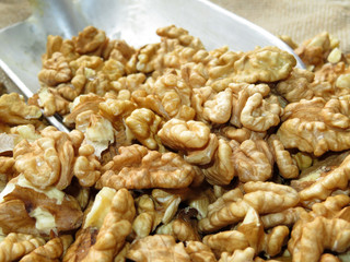 Peeled walnuts closeup