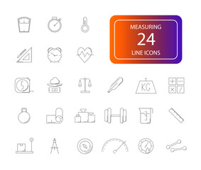 Line icons set. Measuring pack. Vector illustration