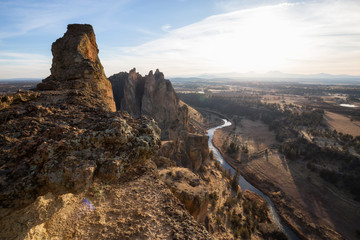 Beautiful American Landscape during a vibrant winter day. Taken in Smith Rock, Redmond, Oregon, North America.