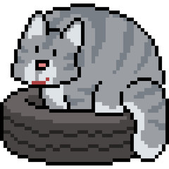 vector pixel art fat cat