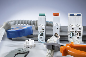 Electrical equipment and tools. Background and texture