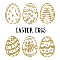Hand drawn easter eggs set isolated on white background.