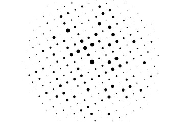 Grunge halftone background. Digital gradient. Dotted pattern with circles, dots, point small and large scale.