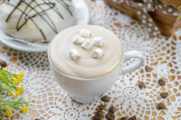 Fototapeta na wymiar Glace coffee with marshmallows
