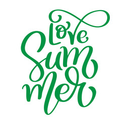 Fototapeta premium Love Summer Hand drawn lettering vector logo illusrtation, Modern Calligraphy lettering text on white. Vector illustration stock vector