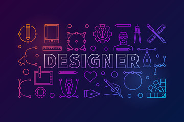 Designer modern vector colorful outline banner