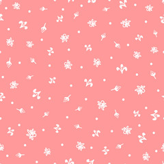 Cute seamless pattern with silhouettes of abstract flowers drawn by hand. Doodle, sketch, scribble.