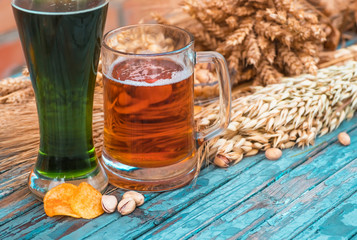 Mug light beer, green Irish beer in Patricks Day