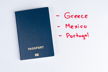 Blue clean passport and list the city of Europe.