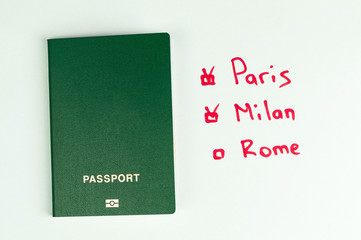 Green clean  passport and list the city of Europe.