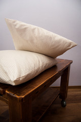 Quality linens. Satin. Natural fabric. pillow on the stand