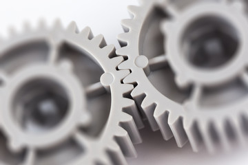Gray plastic gears  with selective focus