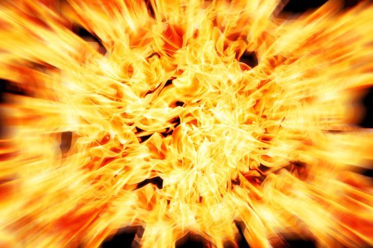 orange fire blast on black background