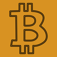Bitcoin Vector Bitkoins icon symbol on a YELLOW background.