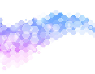 Abstract background, wave hexagon shape on pink and blue gradient