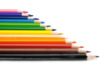 Pencils of different colors close-up of 12 colors