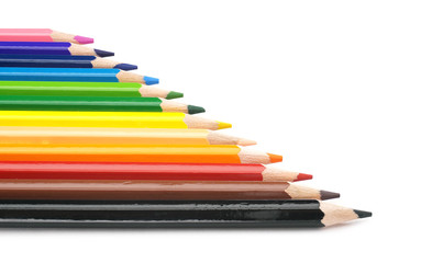 Pencils of different colors close-up of 12 colors