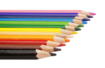 Pencils of different colors close-up of 12 colors