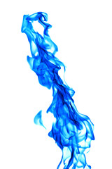 Blue fire flame isolated on white background