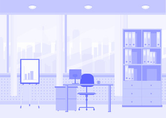 Modern office interior. Vector cartoon style, illustration, isolated