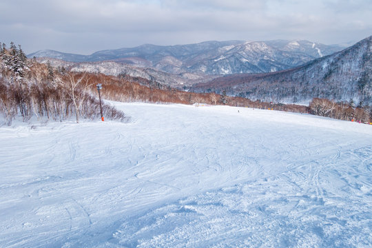 快晴の日のスキー場 / 北海道のスキー場