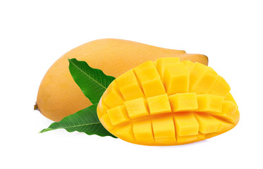 whole ripe mango fruit isolated on white background