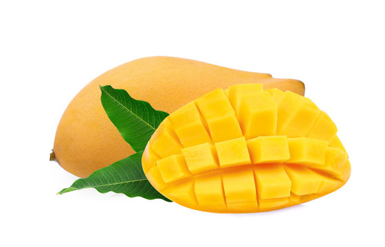 whole ripe mango fruit isolated on white background