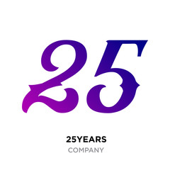 25years logo, purple gradient twenty five years illustration colorful number