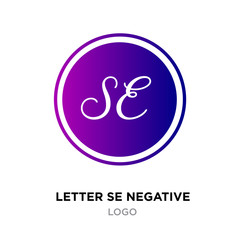 letter SE negative logo on purple gradient background, initial letters SE roundy icon