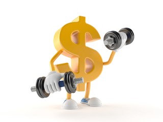Dollar character with dumbbell