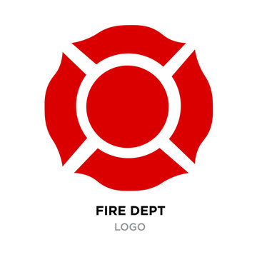 red fire dept logo with white arrows isolated on white background