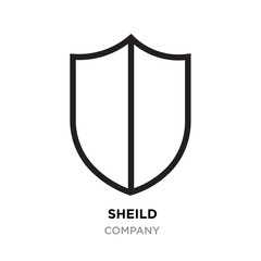 sheild logo, thin line modern icon isolated on white background