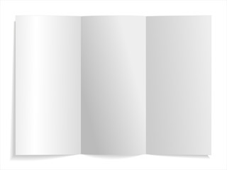 Template of a three-page white booklet or postcard on a white background for your design. Vector illustration.