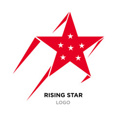 rising star logo, small white stars isolated on red background
