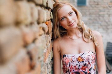 Fototapeta premium Young pretty blonde woman. Gorgeous girl.