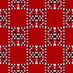 Seamless pattern with geometric design. Black red and white background for wallpapers, textile and fabrics