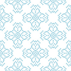 Blue floral seamless pattern on white background