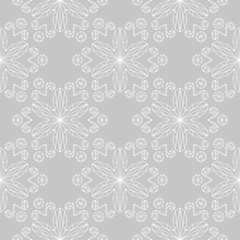 Gray and white floral ornament. Seamless pattern